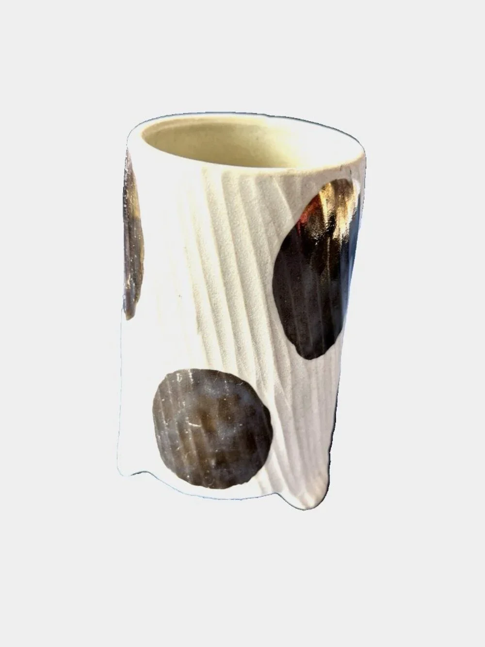 Glowing Arbor Bridget Bodenham Ceramic Flower Vase ANTHROPOLOGIE Cream Gold 6